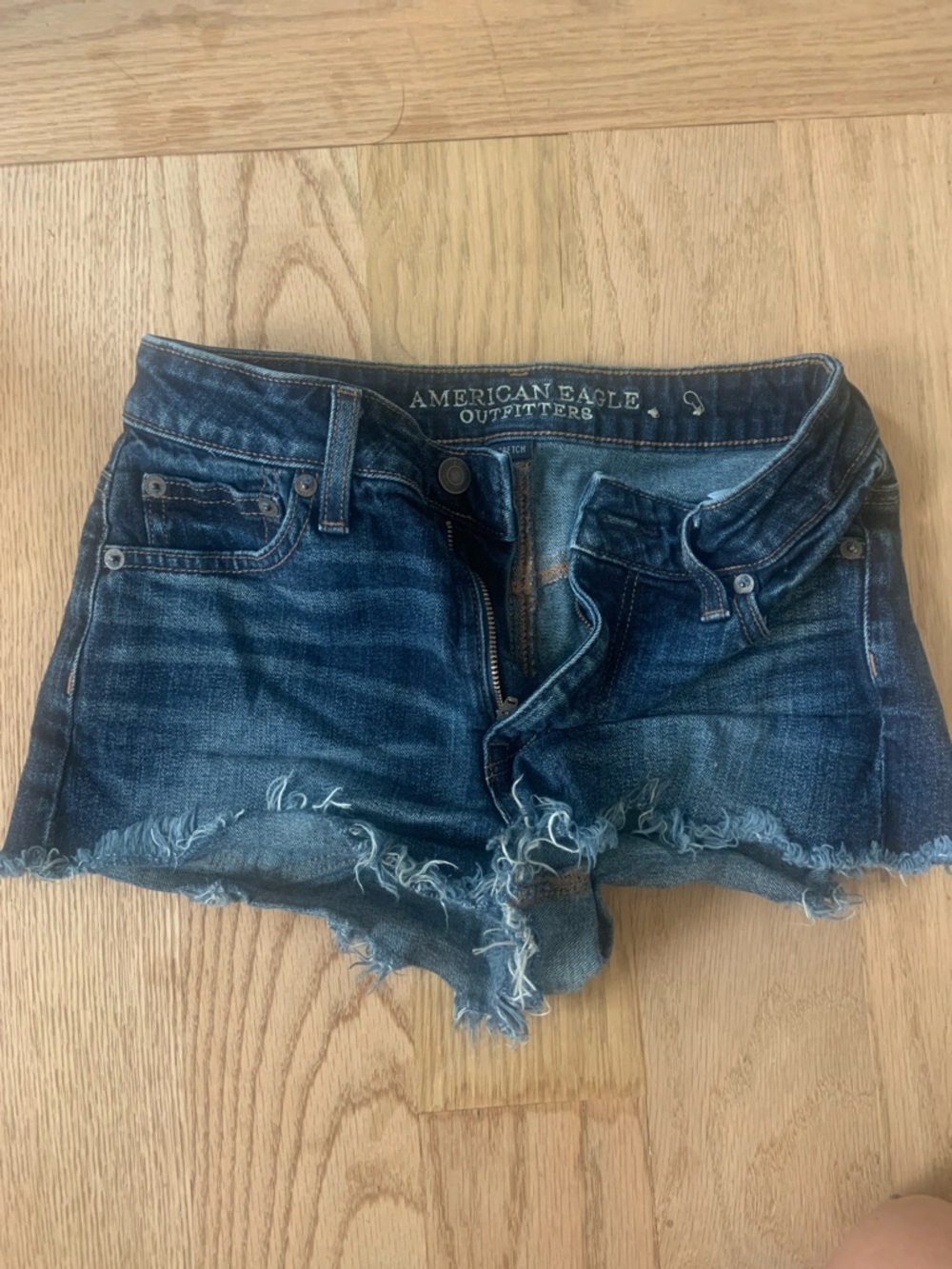American Eagle Outfitters Dark Indigo Distressed Denim Cutoff Shorts